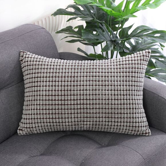 Soft Corduroy Throw Pillow Cover Sofa Cushion Cover 12" x 18" Pale Gray Brown - Picture 2 of 6